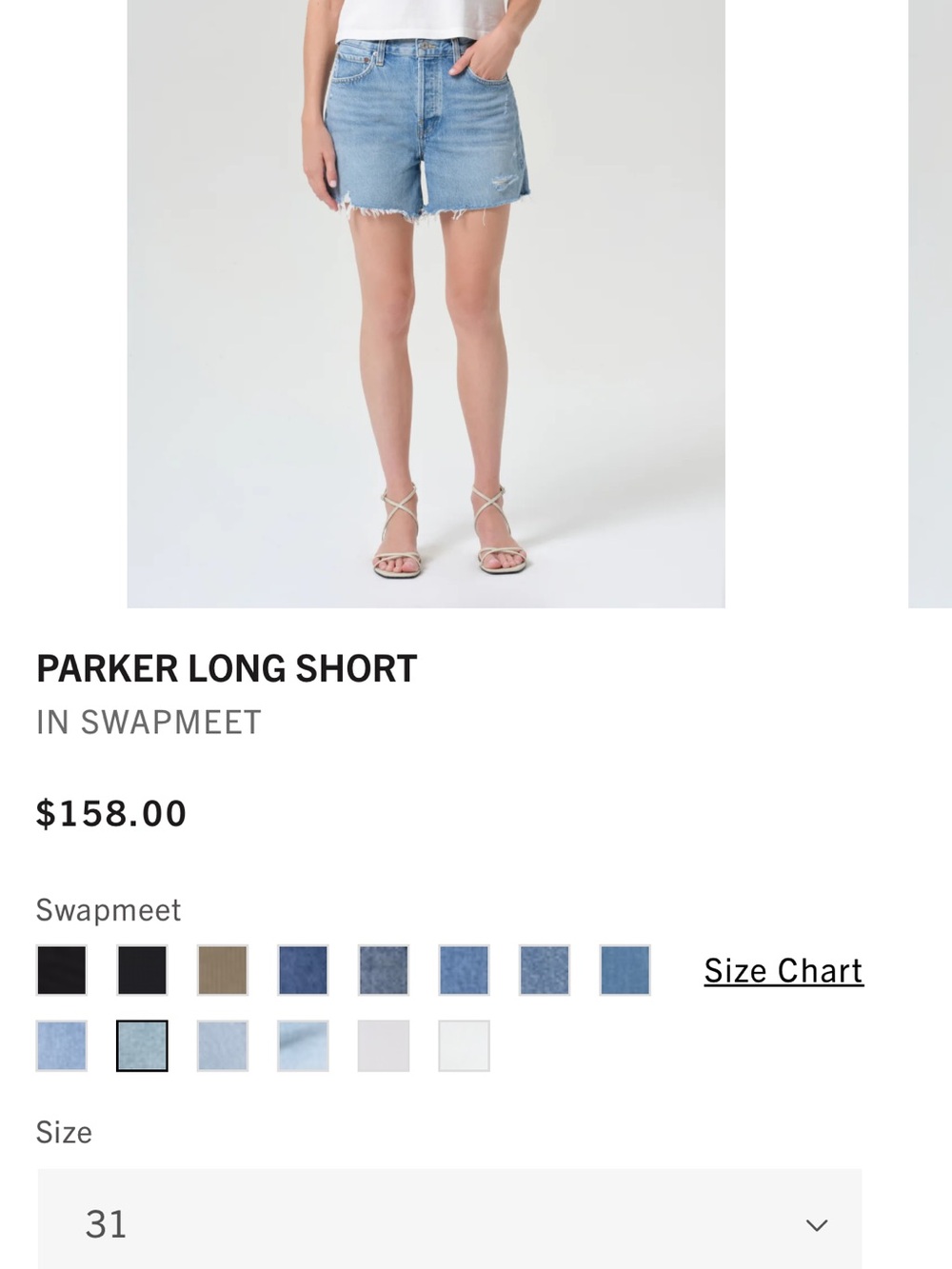 NWT Agolde Parker Long Short in Swapmeet size 31 Retail $158!